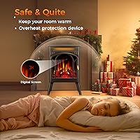 Vista 5 de Electric Fireplace Stove, 1500W, Fast Heating, X Infrared Fireplace Heater with Remote Control, 8H Timer, Freestanding Stove with Adjustable 3D