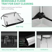 Tarent 80x80x180 cm Grow Tent Vízálló Tálcával Hidroponika Növénytermesztéshez 3