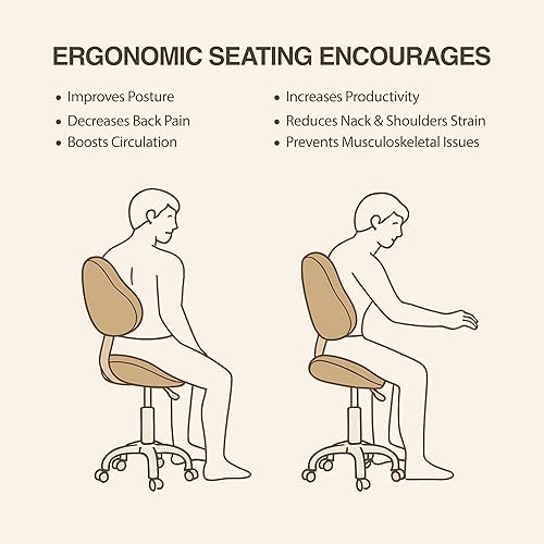 Miniatura 5 de Taburete giratorio neumático con respaldo para clínica higiénica, spa, masaje, hogar y oficina, 510 KOA (vainilla)