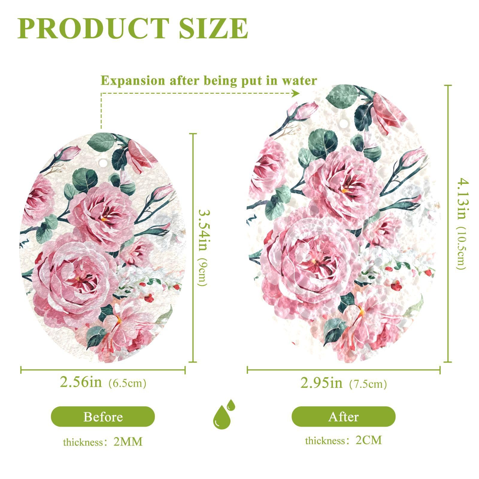 CEBUGI Non-Scratch Scrub Sponges 3 Pack Kitchen Sponges for Washing Dishes,Cleaning Supplies for Kitchen Bathroom Household(Pink Blooming Roses)