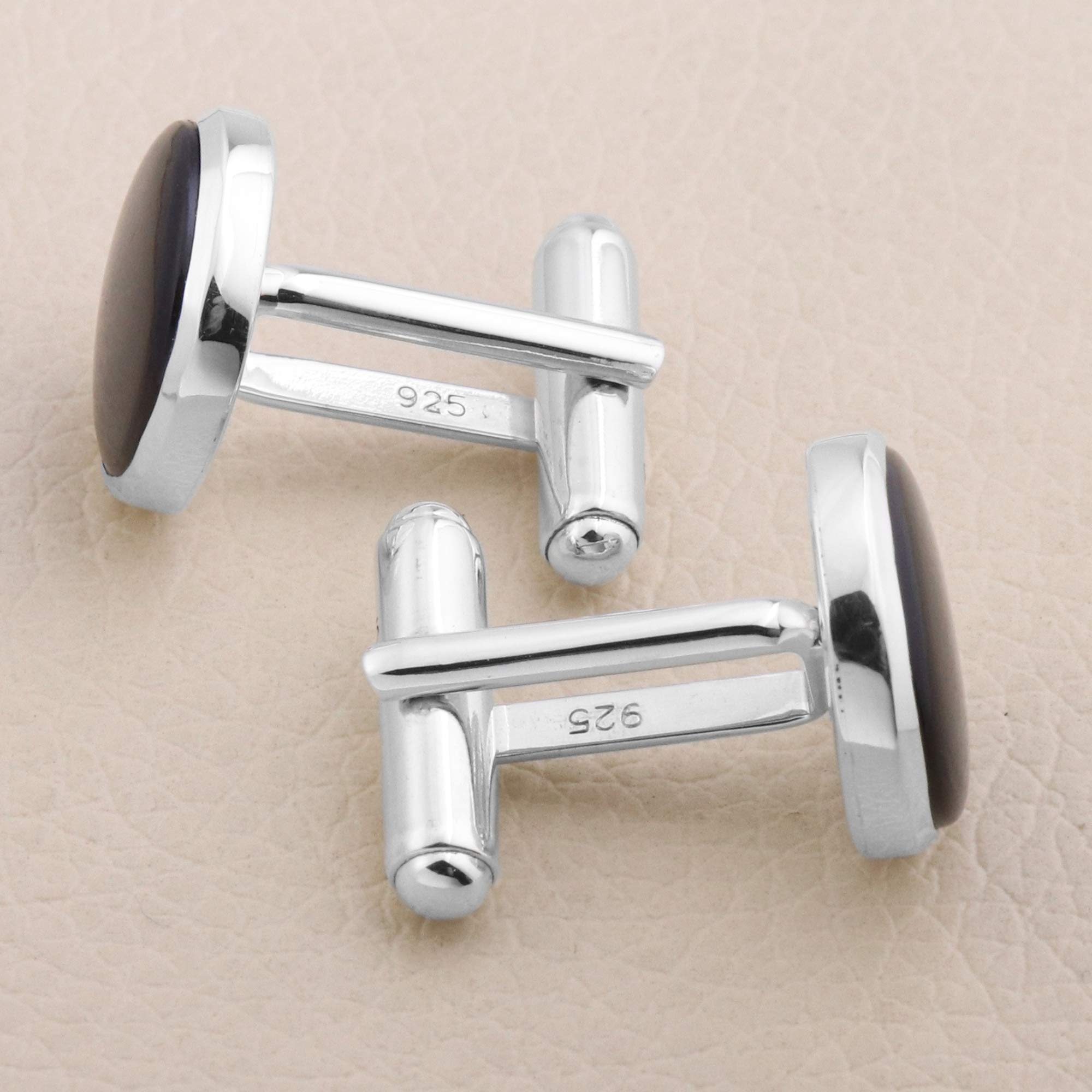 Black Onyx Stone Cufflinks Jewelry for Men 925 Sterling Silver, Cuff Links for Wedding Party Unique Gift