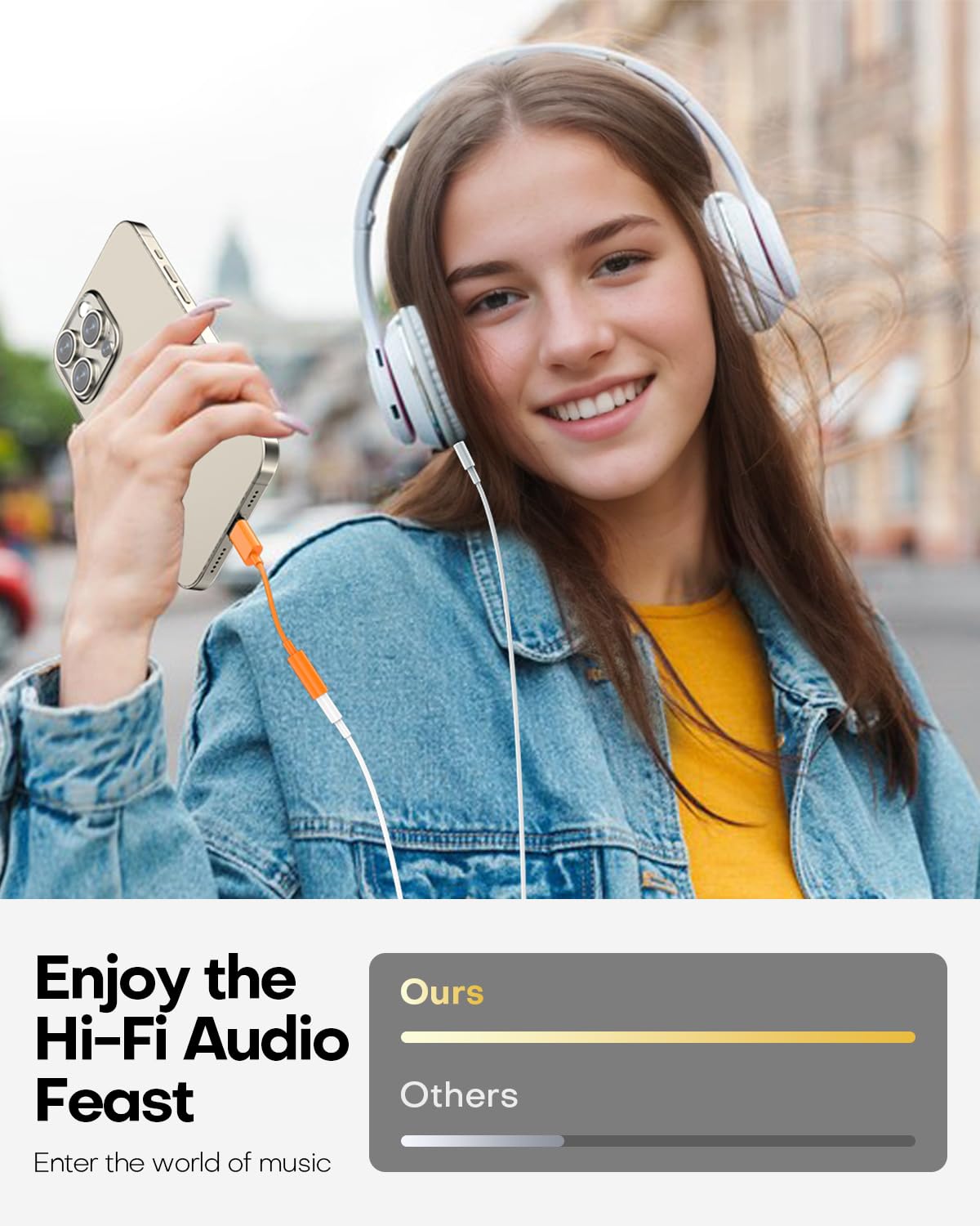 USB C auf 3.5mm Audio Kopfhörer Klinke Adapter (2 Pack), Aux zu USB C Dongle Kabel kompatibel mit iPhone 17/16/15, iPad Pro, Samsung Galaxy S25 S24 S23 Ultra/Google Pixel - Orange