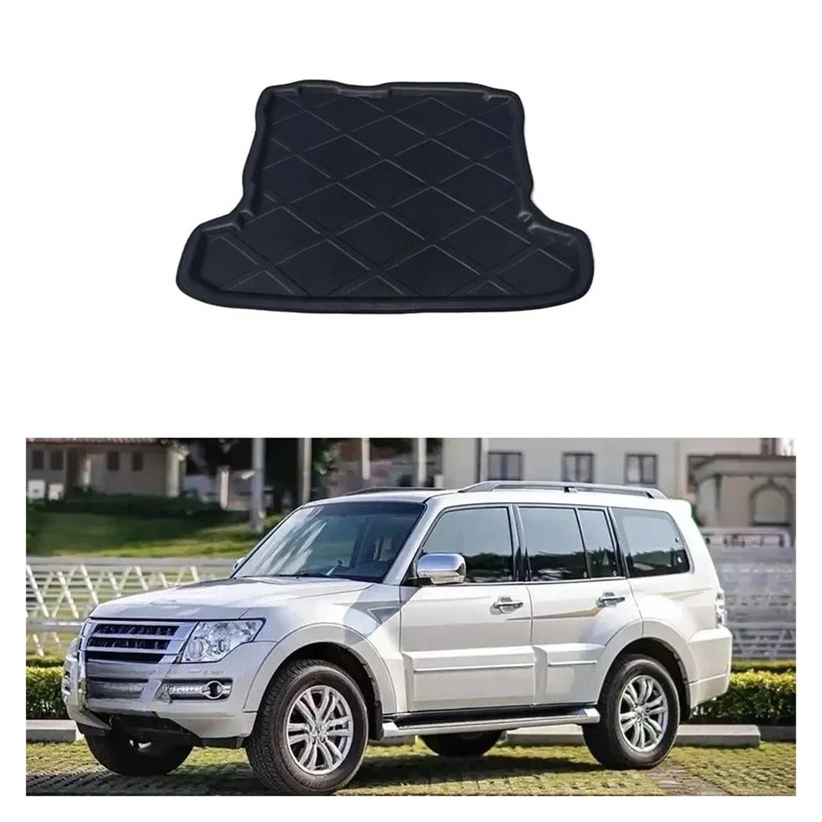 Kofferraumwanne Für Mitsubishi Für Pajero V97 Shogun Montero 2009-2018 2010 Auto Kofferraum Matte Boden Liner Fach Teppich Schutzfrachtmatte