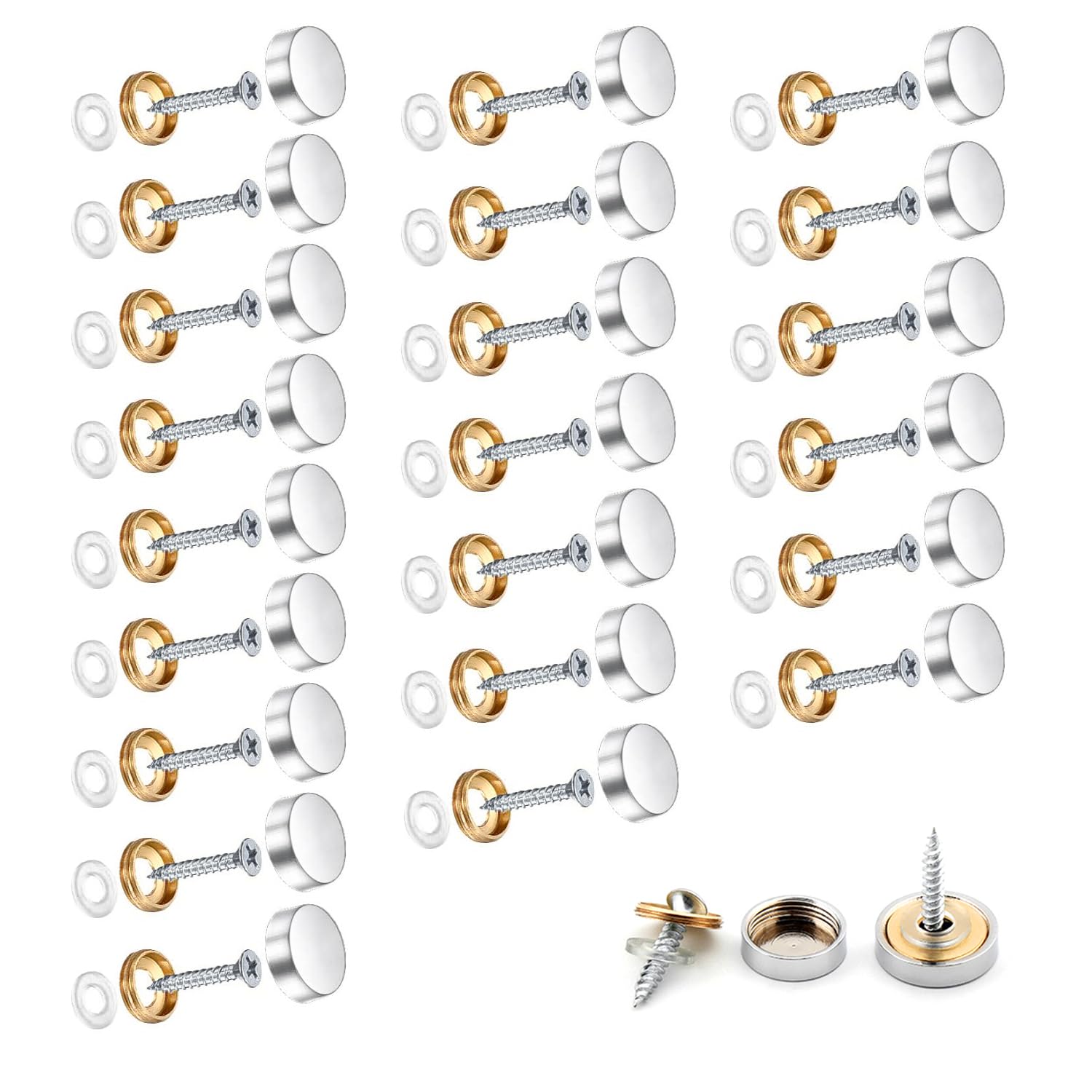 Stainless Steel Mirror Screws - Hardware Nails with Caps -10 Stainless Steel Mirror Screws - Hardware Nails with Caps -10