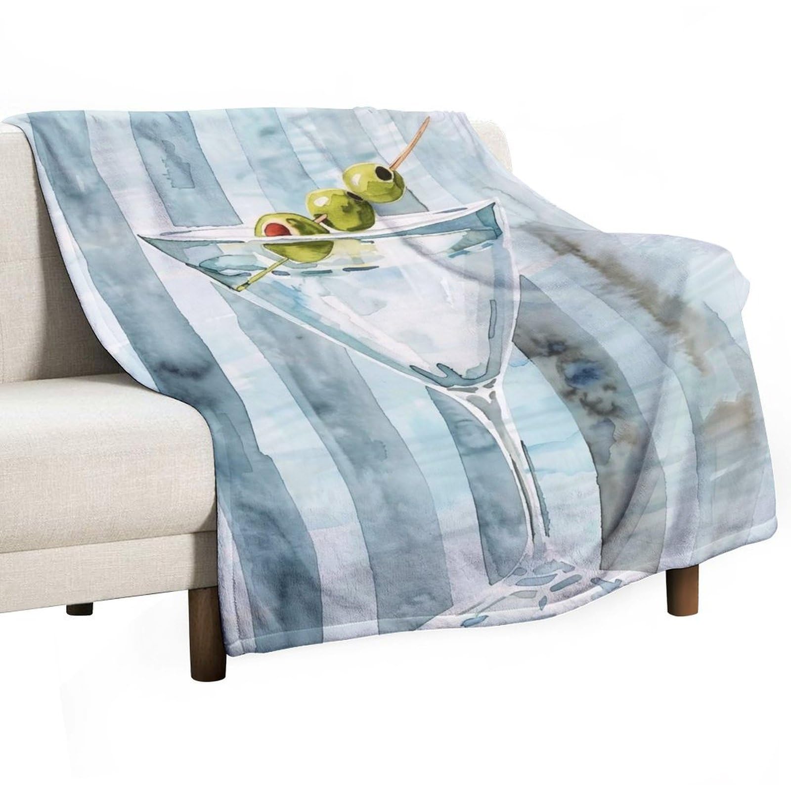 YHGSREUOH Martini-Cocktail-Watercolor_01 Flannel Blankets Fleece Soft Throw Lightweight Plush Gifts for Couch, Bed, Cozy Sofa Plush, Chair, Lovers 150x200cm(60x80in)