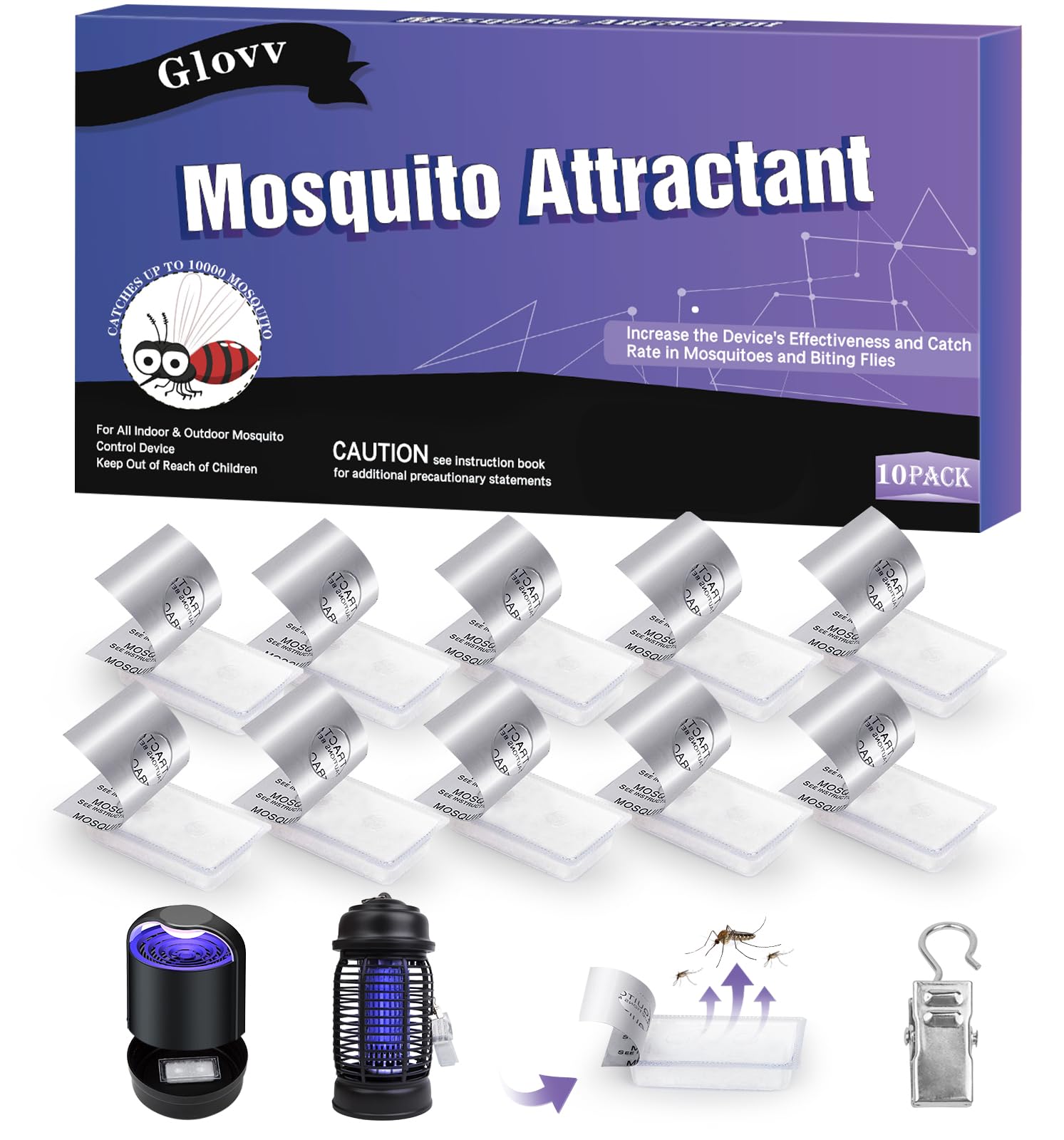 10 Pack Mosquito Attractant Bait Refill, Mosquito Bits Octenol Lure for Bug Zapper & Fly Traps, Compatible with All Flying Insect Mosquito Trap