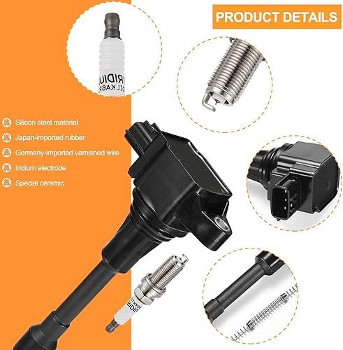 Miniatura 2 de Ignition Coil Pack and Iridium Spark Plugs Fit for 2007-2019 Nissan Altima Versa Sentra Rogue Cube NV200 UF549 4Pcs