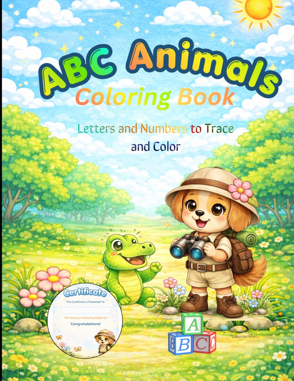 ABC Animals Coloring Book for Toddlers & Kids Ages 2–5: Learn to Trace Letters and Numbers | Easy and Fun Coloring Pages