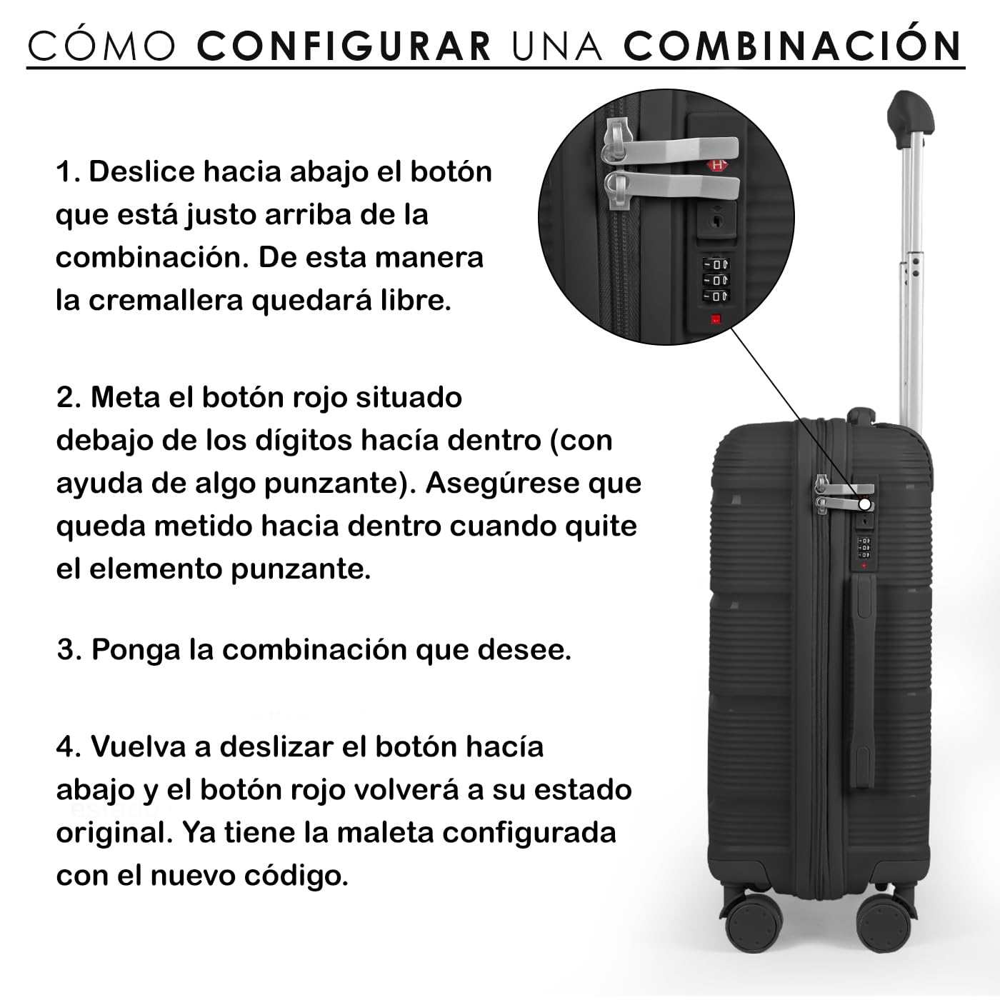 MERCURY TEXTIL- Juego de 4 Maletas de Viaje Neceser, Cabina, Mediana y Grande de Polipropileno con Ruedas Giratorias 360º y Cierre de Seguridad. (Negro) — view 3