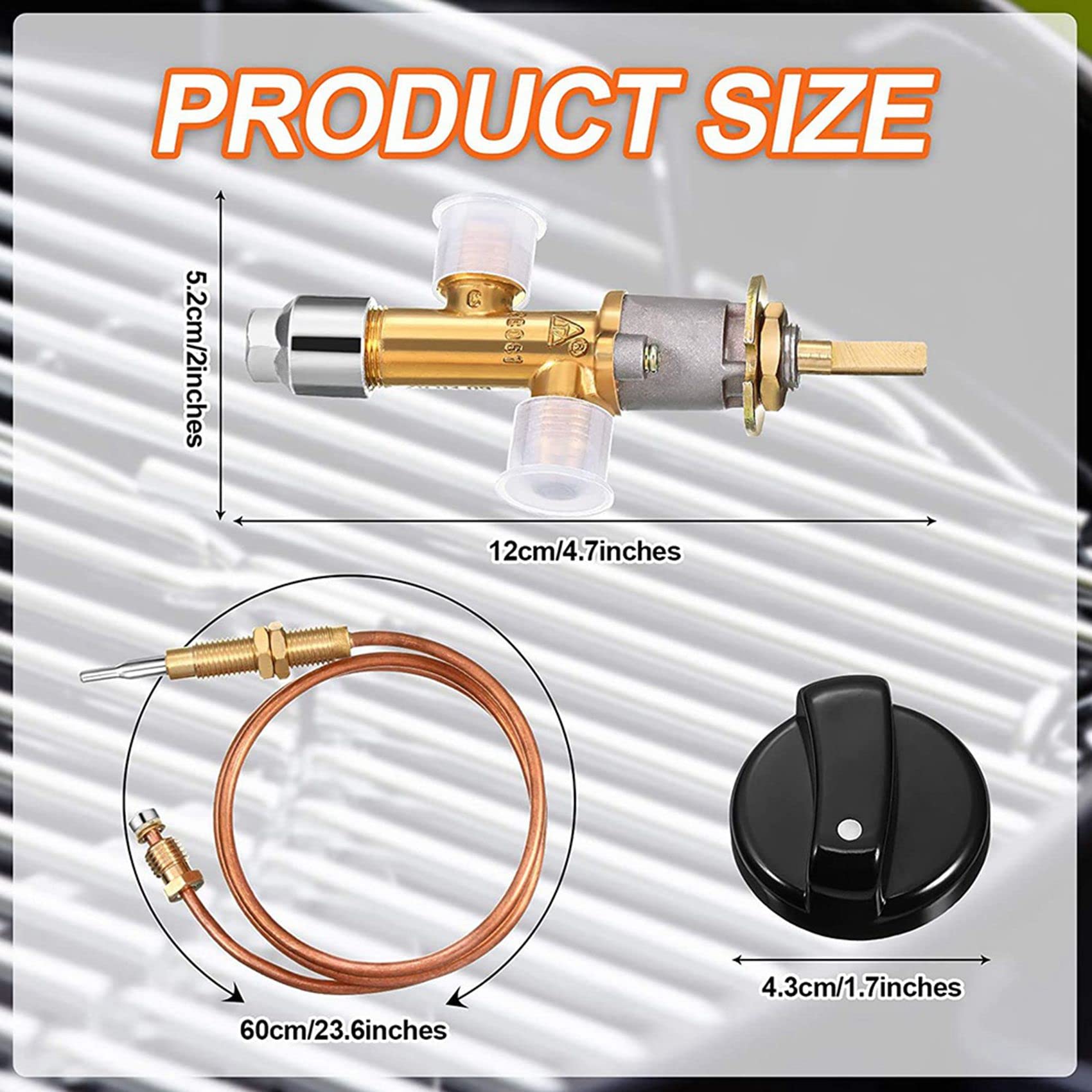 3X Kit de Válvula de Control de Seguridad de Falla de Chimenea de Gas LPG de Baja Presión Reemplazo de Termopar de Calentador de Gas 5/8-18UNF