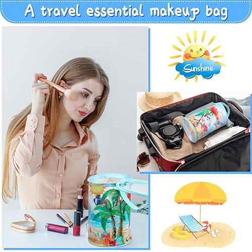Miniatura 6 de Bolsa de maquillaje transparente para playa, bolsa de aseo de loción, bolsa de cosméticos de PVC impermeable con supervivencia en la playa, tortuga,