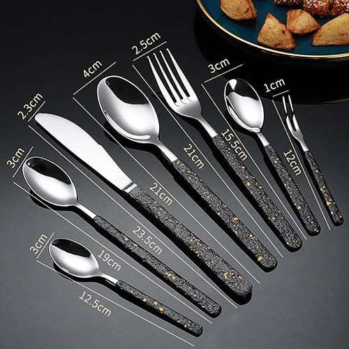 Miniatura 7 de Juego de cubiertos de 84 piezas, juego de cubiertos rojos para 12 cucharas pulidas de espejo, juego de vajilla para comer y cocina, con vajilla apta