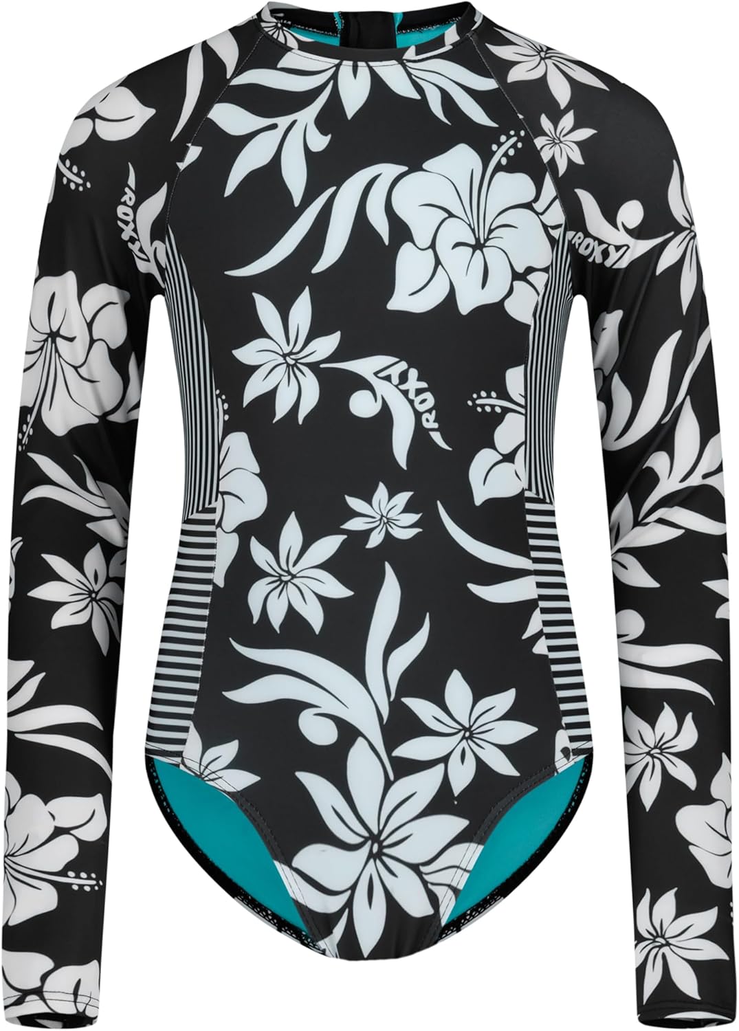 Roxy Girls' Long Sleeve One-piece Rashguard Swimsuit with UPF 50+ Sun Protection, Quick Drying Bathing Suit