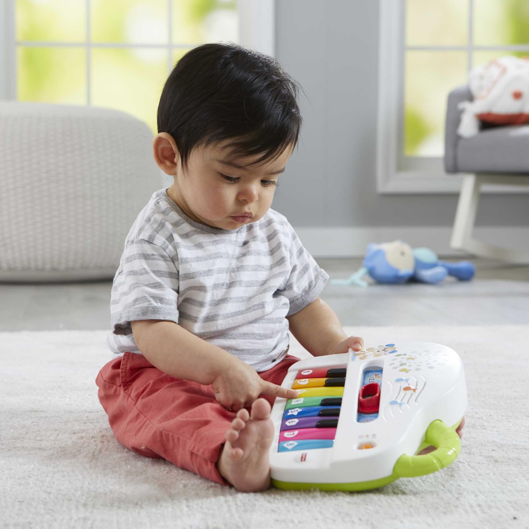 Fisher-Price Ríe y Aprende Piano Musical, Juguete con música y Sonidos para bebé +6 Meses, versión español + portugués + Italiano + inglés (HHX13)