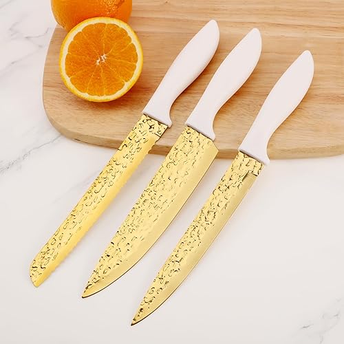 Miniatura 8 de Juego de cuchillos de cocina antiadherentes con bloque de cuchillos, cuchillos dentados, tijeras y afilador, 15 piezas de acero inoxidable de