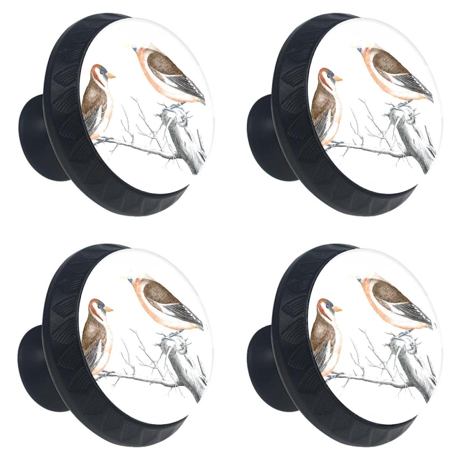 Boutons de meuble en verre cristal supérieur avec oiseaux décoratifs et vis de fixation