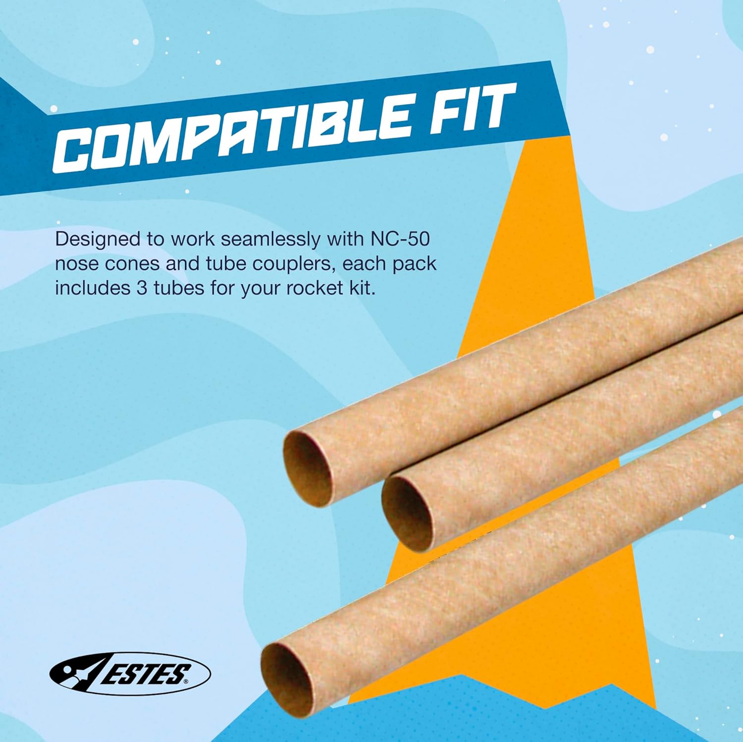 Estes 3086 Pack of 3 BT-50 Body Tubes, Flying-Model-Rocket Building Supplies, Rocket Model Kit Accessories for Ages 10+