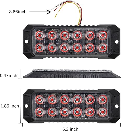 Miniatura 6 de 4 luces estroboscópicas para camiones, función de sincronización, luces de emergencia para vehículos, luces estroboscópicas LED de 12 LED, cabezal
