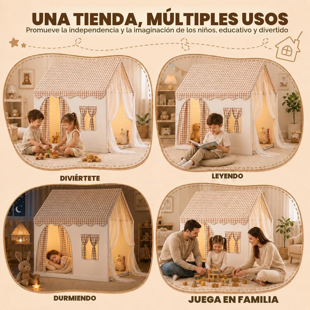 Tienda de Campaña Infantil, Tienda de Campaña de Princesa, Infantil Tela de Juegos, Tienda de Princesa Castillo, Casa de Juegos para Interiores y Exteriores, Tienda para Niños Niñas