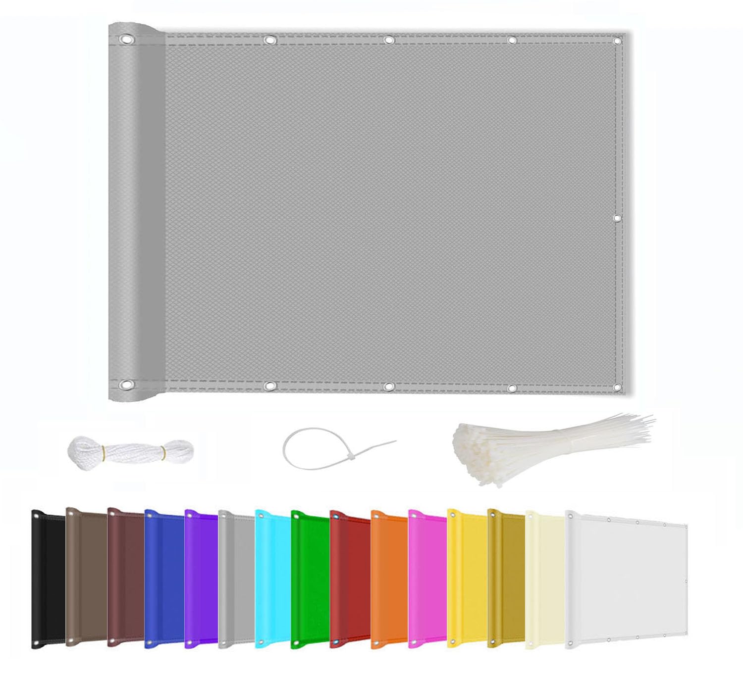 Kebinmaoyi Balcony Privacy Screen PVC UV-Anti Waterproof Multiple Colors for Garden Backyard Deck Patio Fence Porch Grey,0.9x1.5m(3ft x4.9ft)