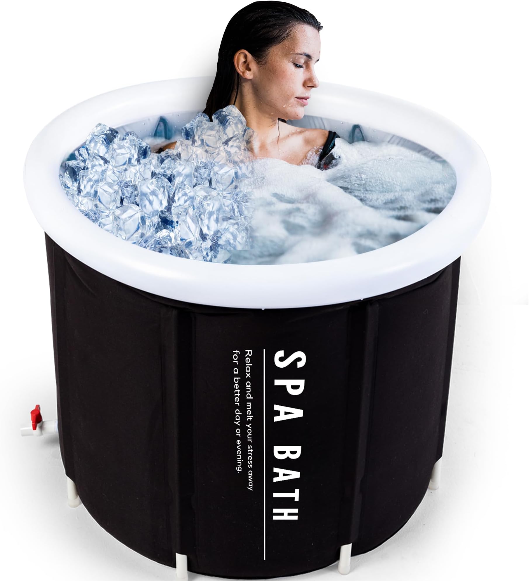 Cold Plunge Tub - Large, Foldable Ice Bath Tub with Great Insulation, Premium Material, Leak-Proof. Portable Bathtub Suitable for Men, Women & Athletes Up to 6'5", Includes Carry Bag