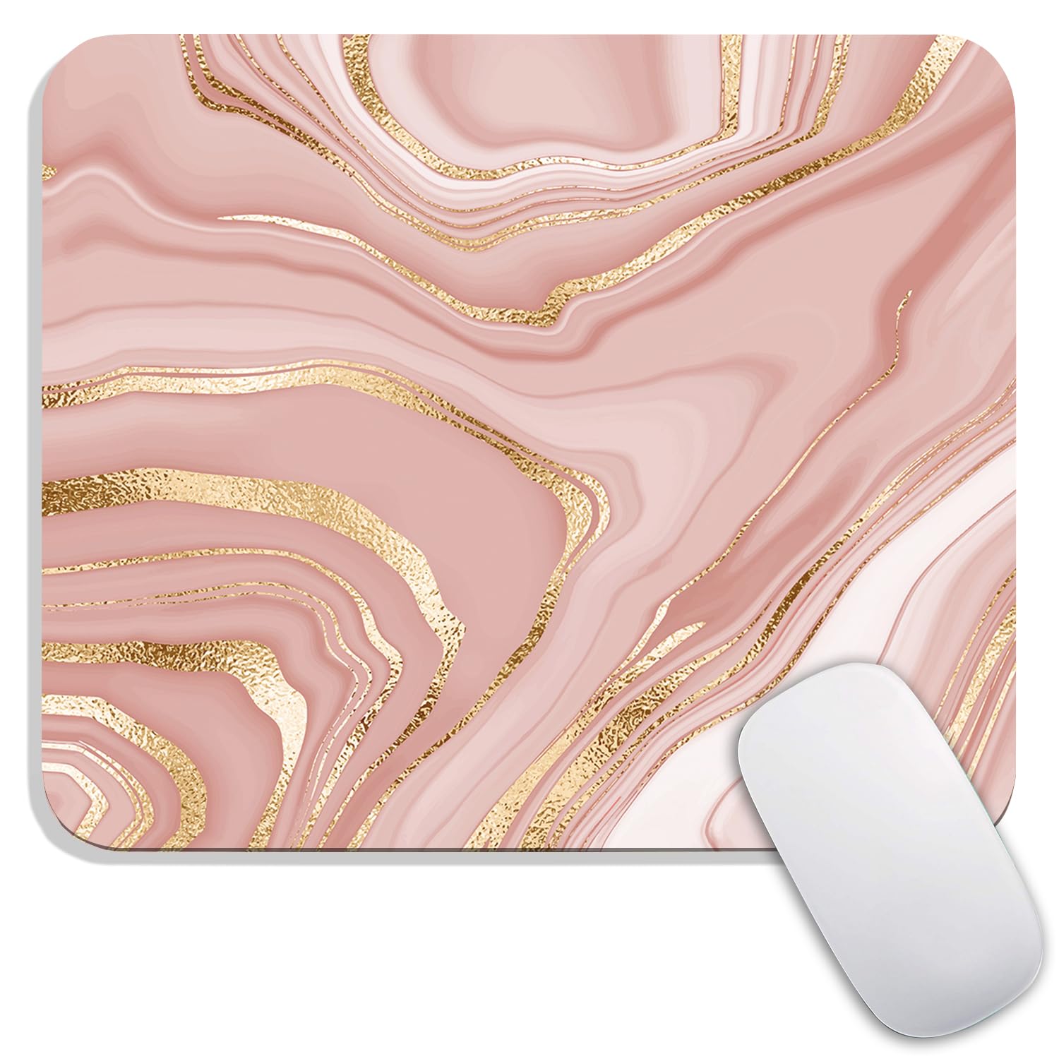 Square Mouse Pad Pink Gold,Personalized Premium-Textured Custom Mouse Mat Design,Washable Mousepad Cloth,Non-Slip Rubber Base Computer Mouse Pads for Wireless Mouse-image-13