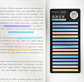 Marcador de linhas com 300 notas Design Estrelas Românticas- Cartela Única - 15 Cores Variadas - Tamanho 50x4mm (Área Adesiva 25mm)
