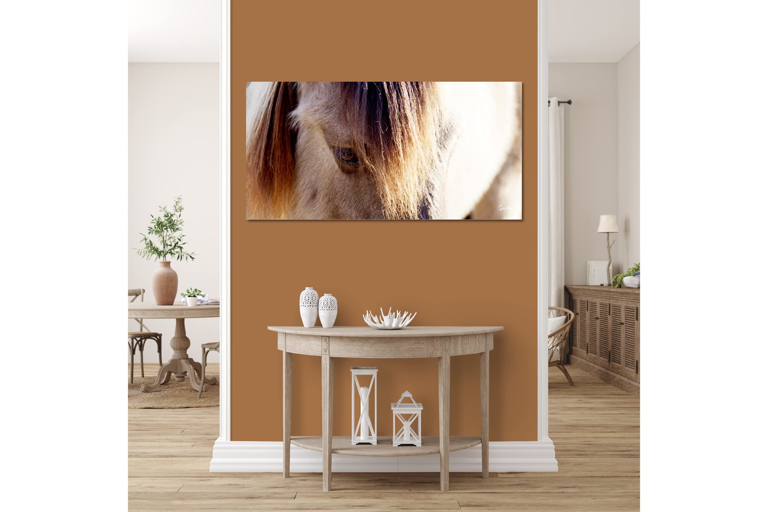 Glücksvilla - Wildpferd 2 (Leinwand-Bild 2 cm, 100 x 50 cm) | div. Maße - aus DE - Kunstdruck Deko Wandbild quer - Pferd Pony Bauernhof Natur Tier