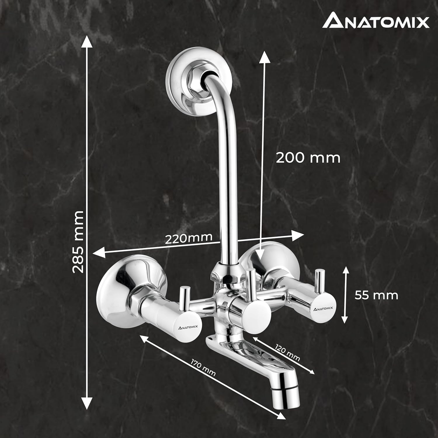 ANATOMIX Slim Wall Mixer - Chrome Finish -4 ANATOMIX Slim Wall Mixer - Chrome Finish -4
