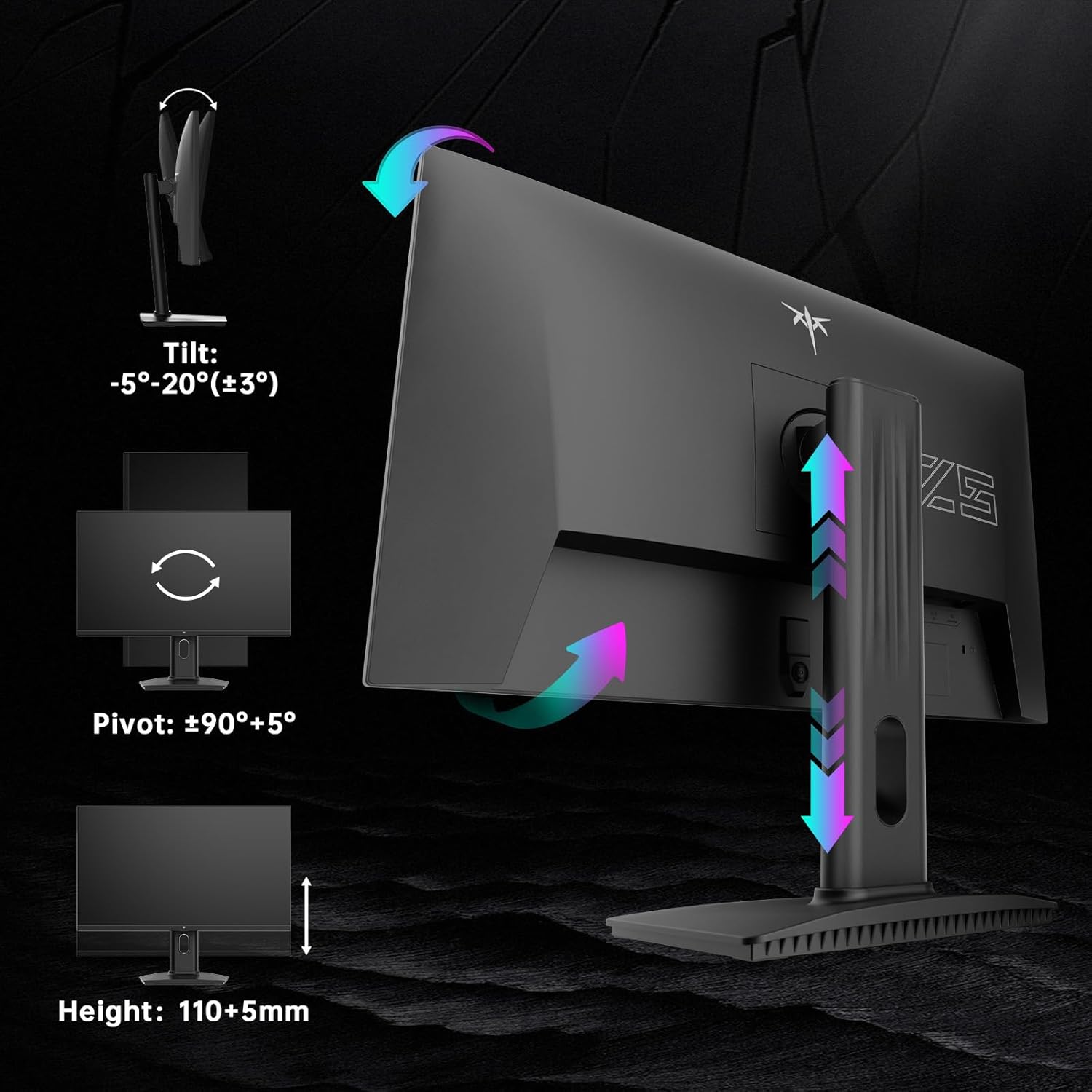 KTC H25Y7 Ergonomic Adjustments