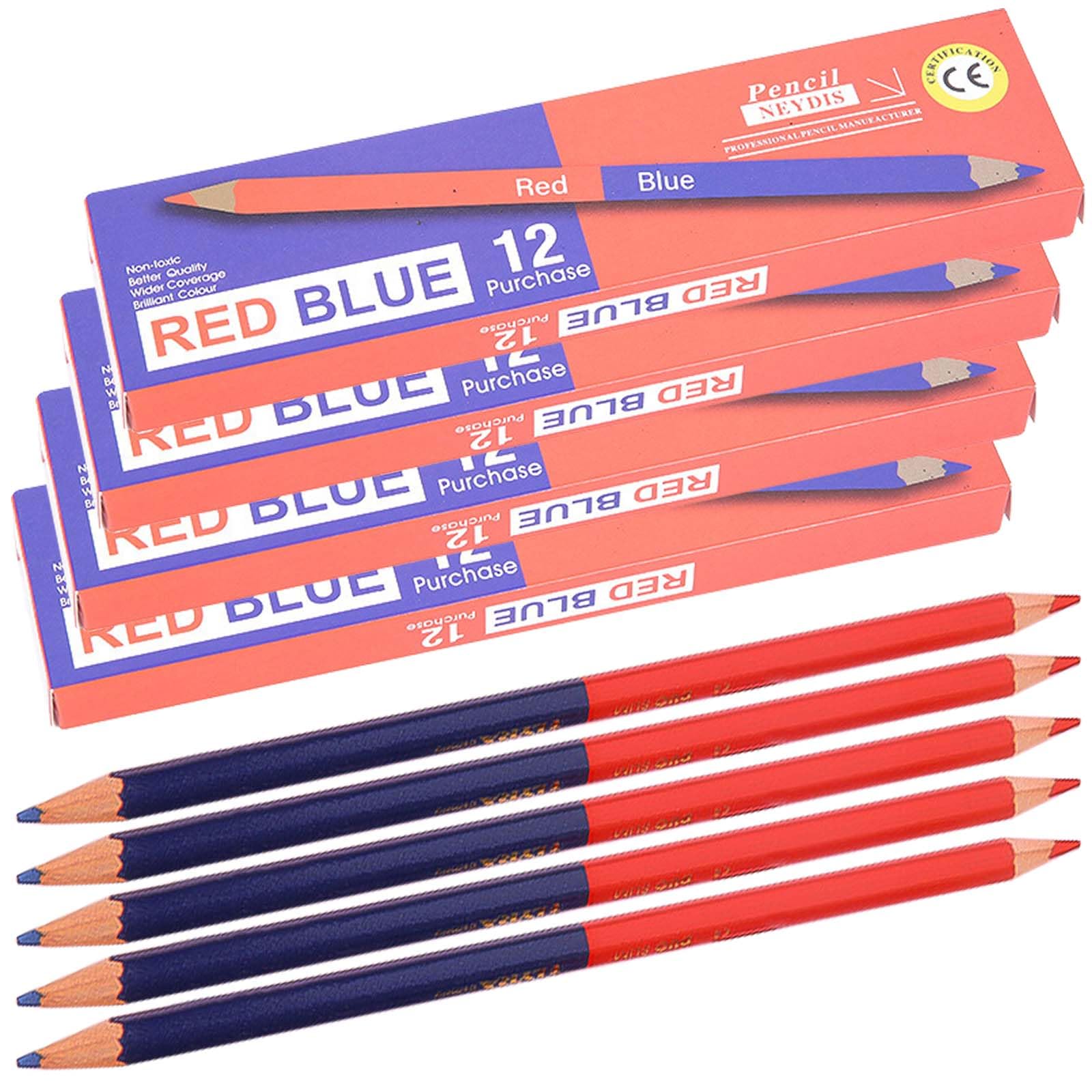 GBKDQQ Pack de 48 lápices de colores, lápices separadores de sílabas bicolor rojo y azul, rotulador especial con doble punta, lápices de colores no borrables, se puede utilizar para trazar