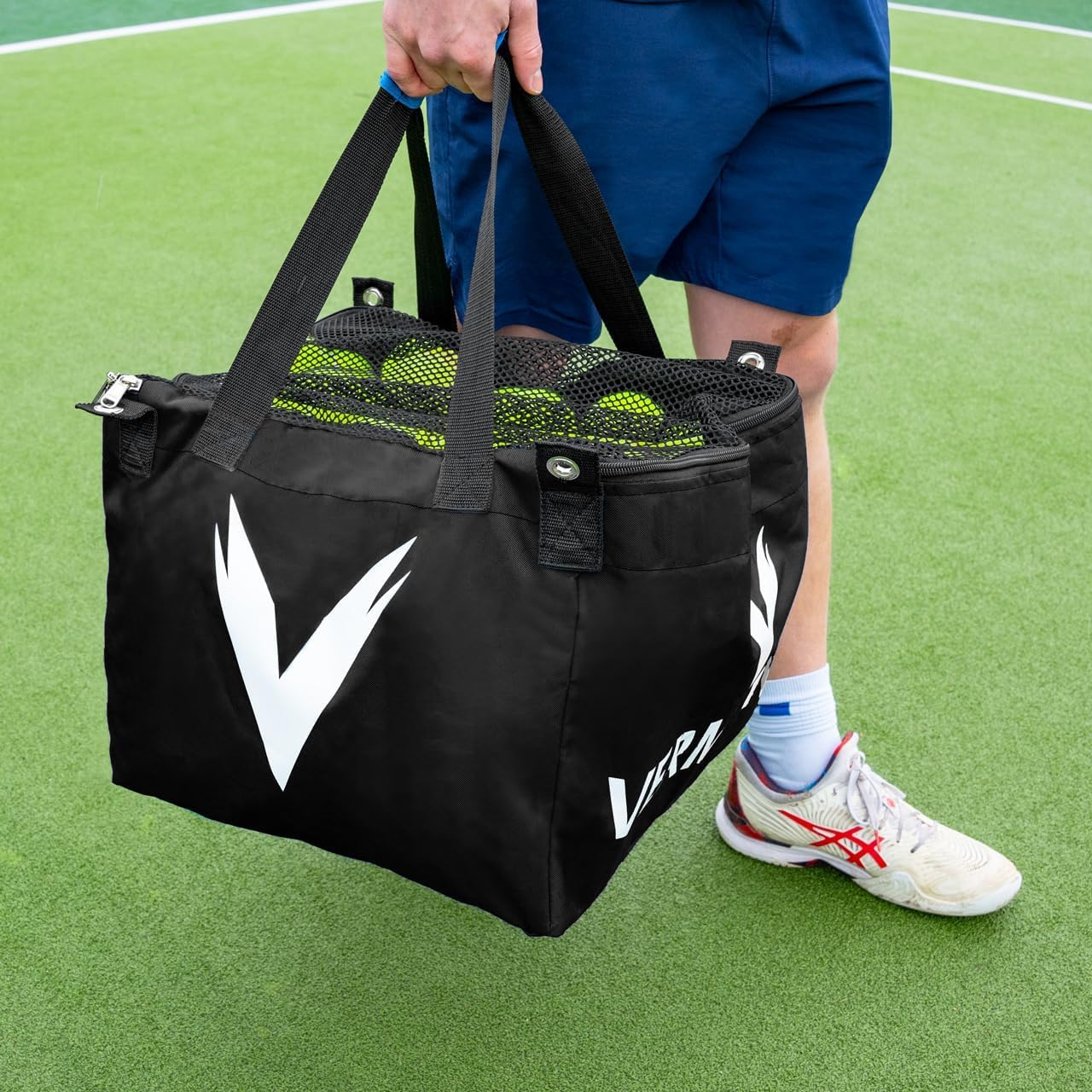 FORZA Vermont Cesto per Palline da Tennis PRO – Portatile & Efficiente [capacità 150 Palline] – in Nero O Blu