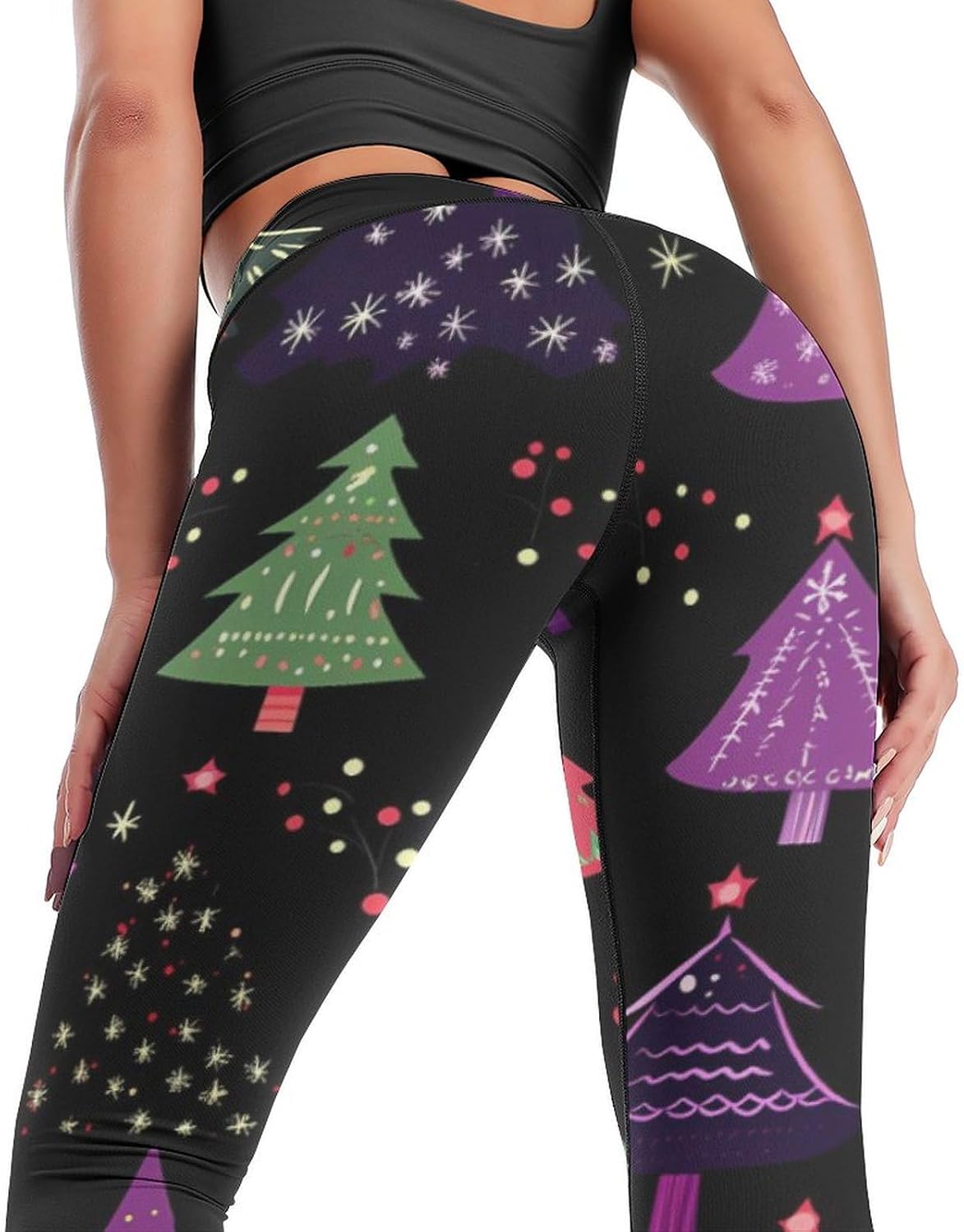 Christmas Tree Womens Workout Leggings High Waisted Tummy Control Yoga Pants