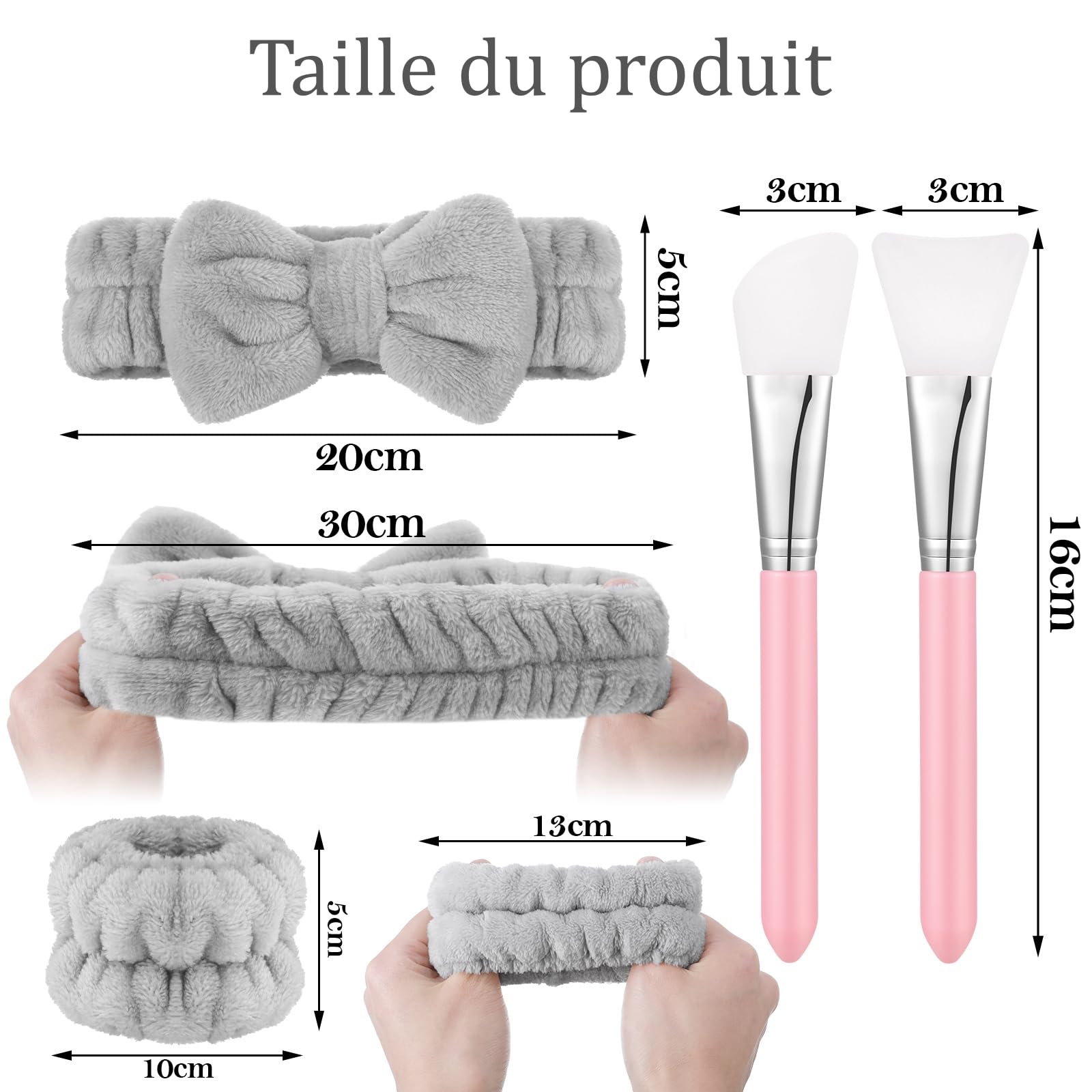 aurorayer 6 pezzi fascia per il trucco braccialetti per il lavaggio del viso, Bowknot fascia da