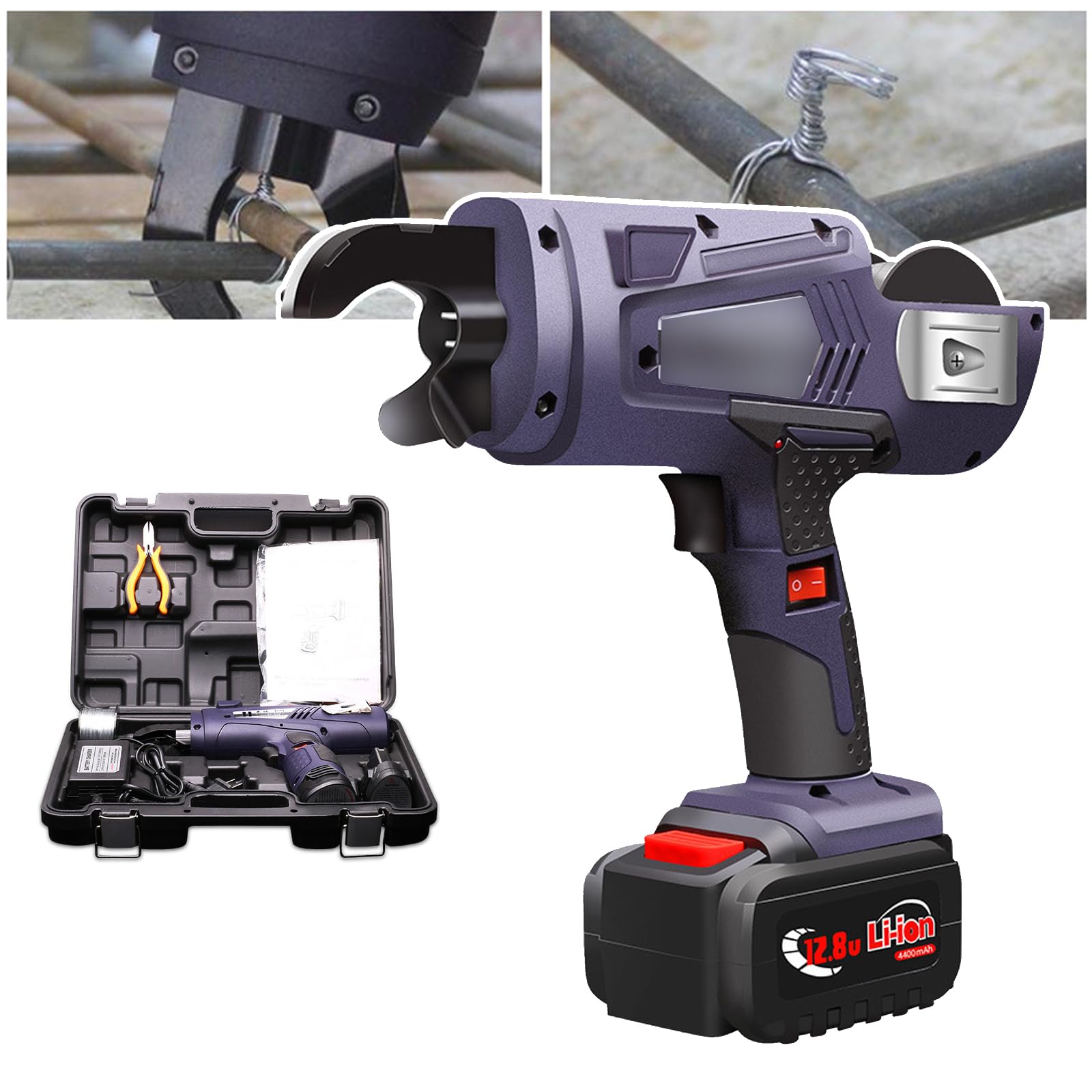 FHRKA 7mm-34mm Tier Tying Machine, Automatic Rebar Tying Tool with Case,Tightness Adjustable, Handheld Electric Tying Tools (MF)