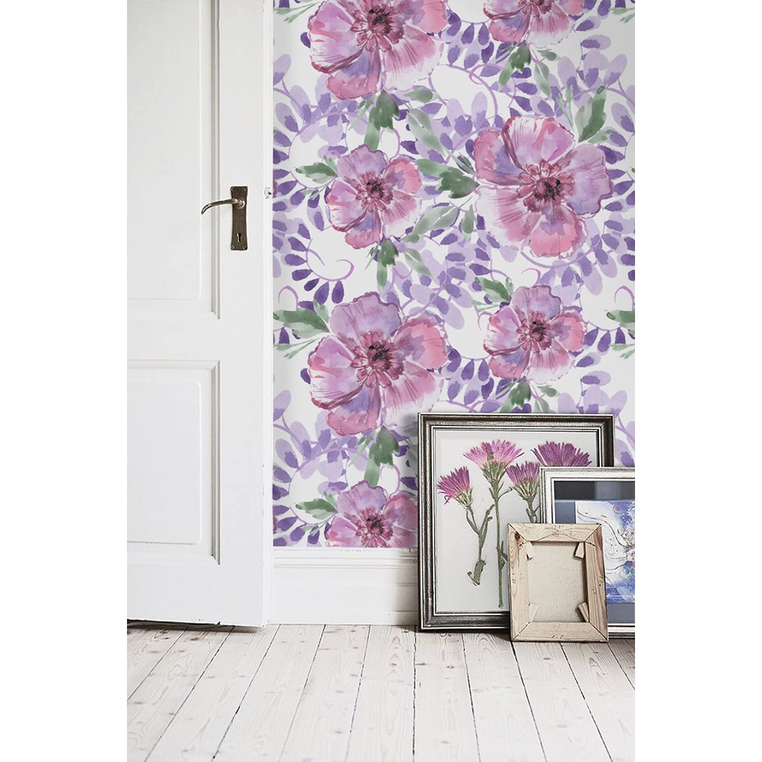 Papier peint intissé fleurs violettes florales tissu entoilage meuble chambre salon 104x70