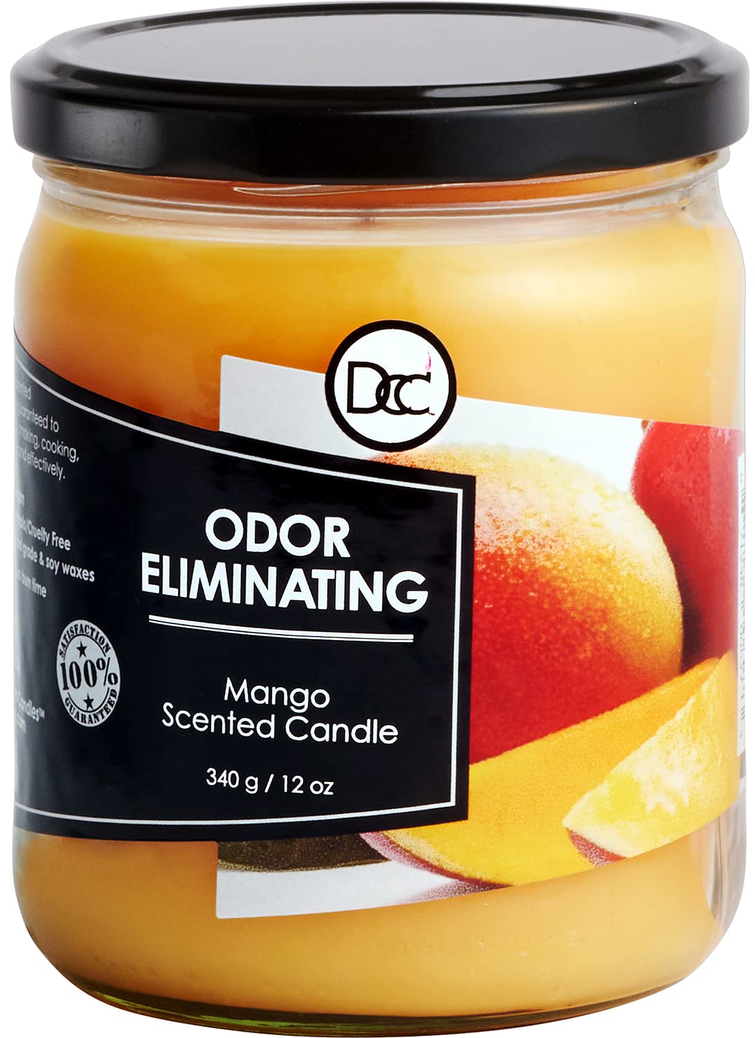 Mango Odor Eliminating Highly Fragranced Candle - Eliminates 95% of Pet, Smoke, Food, and Other Smells Quickly - Up to 80 Hour Burn time - 12 Ounce