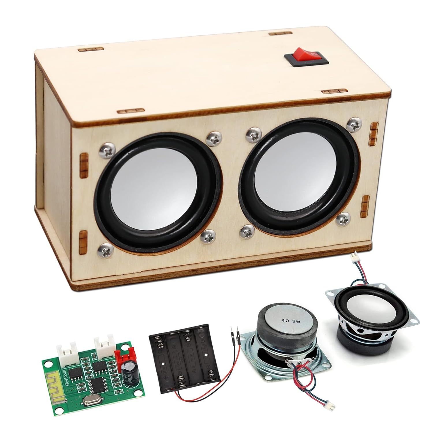 STEM Projects for Kids & Adults Build Your Own Bluetooth Speaker - Science Experiment Electronics Kit, Black, Dual Speakers