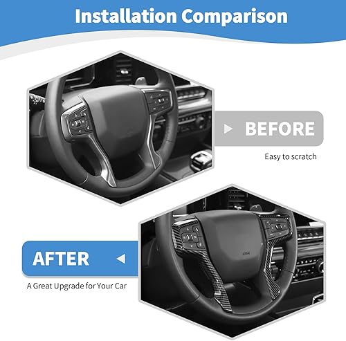 Miniatura 10 de RT-TCZ Para Silverado - Panel de volante para Chevy Suburban 2020 Up Tahoe 2021 Up Silverado 2019 Up Accesorios interiores de grano de madera, 2