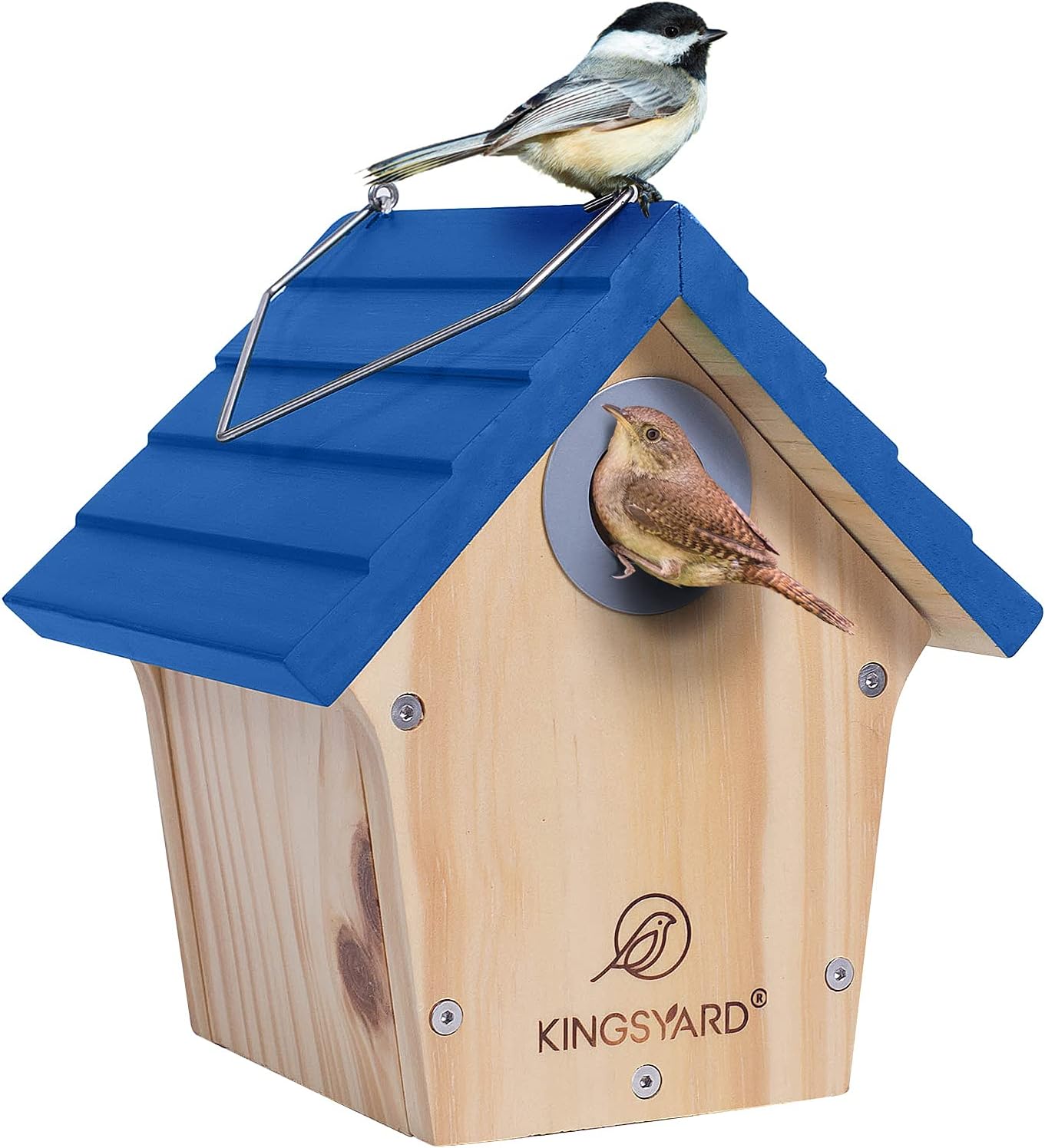 Kingsyard Natural Wooden Wren Bird House with Prdator Guard for Outdoor Hanging, Garden Patio Decorative Nest Box Birdhouse : Patio, Lawn & Garden