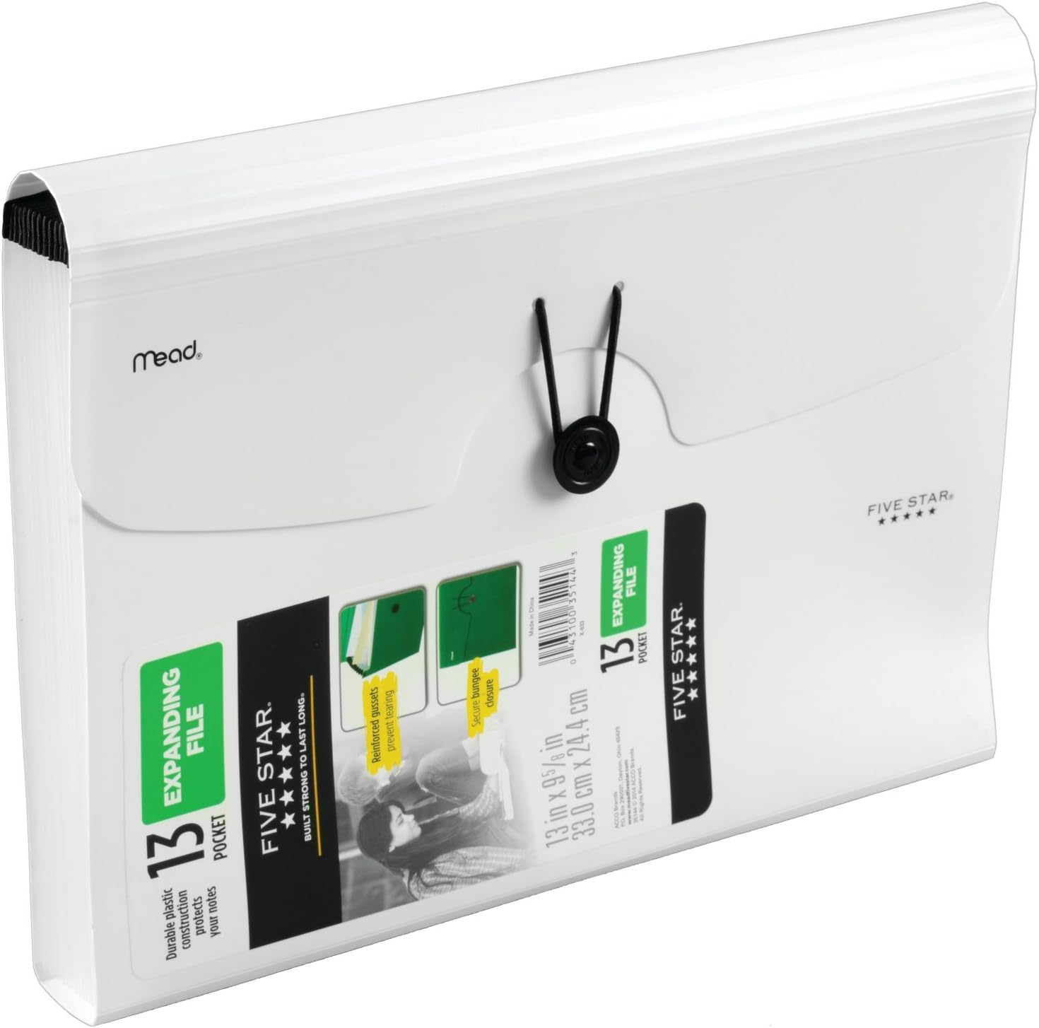 Five Star Expanding File Folder, 13-Pocket Expandable File Folder, White (38161)