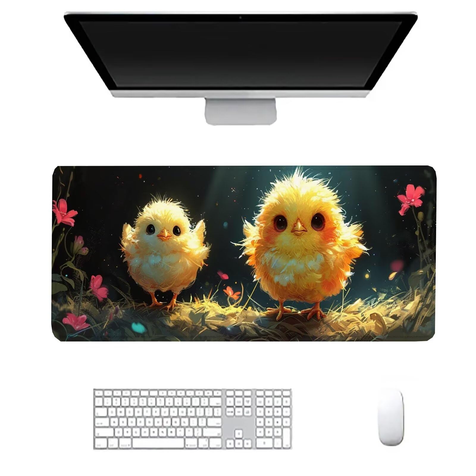 Alfombrilla Ratón Pato Alfombrilla Ratón Gaming XXL 1200x600x3mm Multifuncional Accesorios Escritorio,Antideslizante Mousepad Flor Tapete Escritorio Infantil,para Alfombrilla Pc Teclado Ratón J732