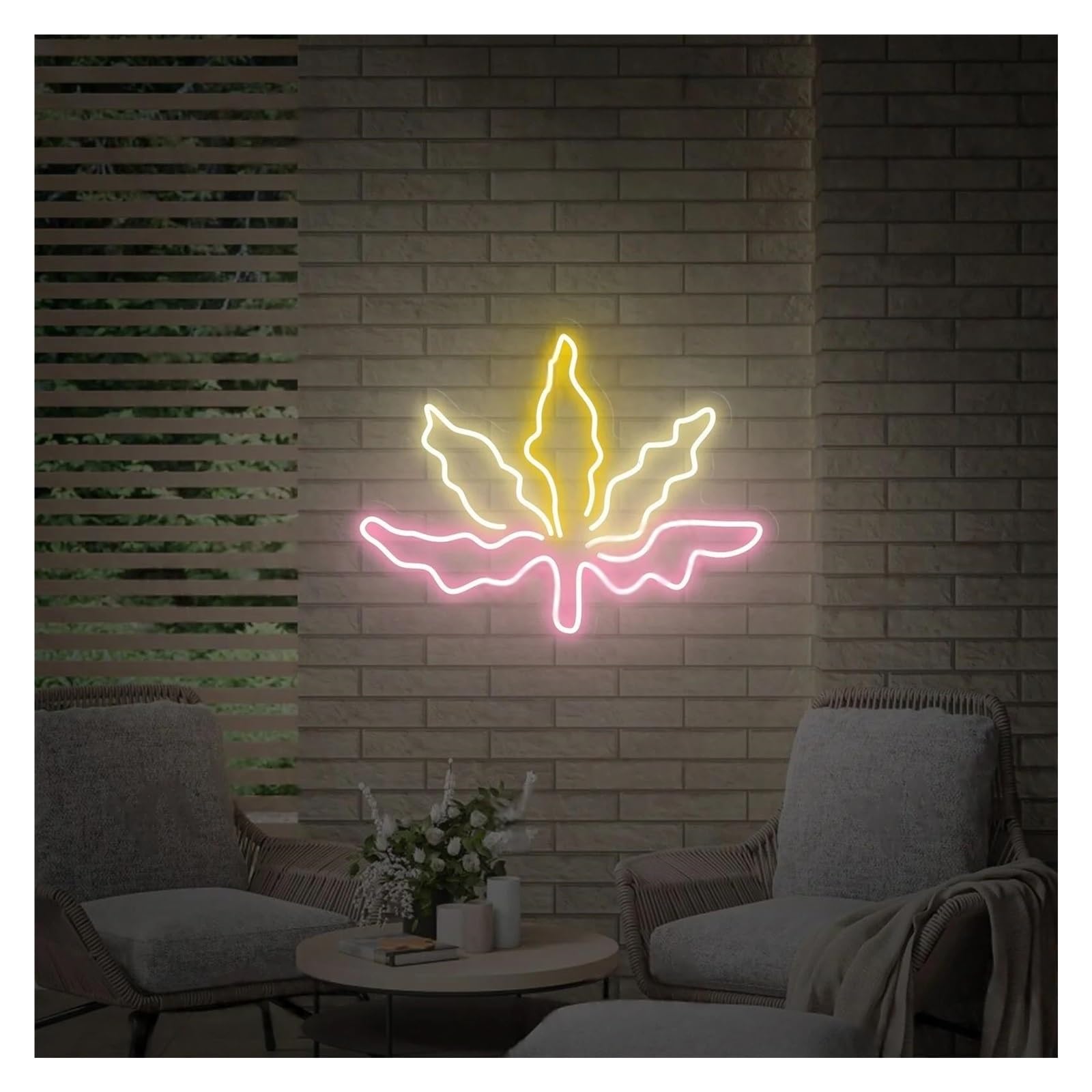 LEMST Signs Lamp Needle Leaf Neon Signs USB Powered, Adjustable Brightness Neon Lights Leaf Suitable for Bistro Party Decor Commercial Light(D,55cm)