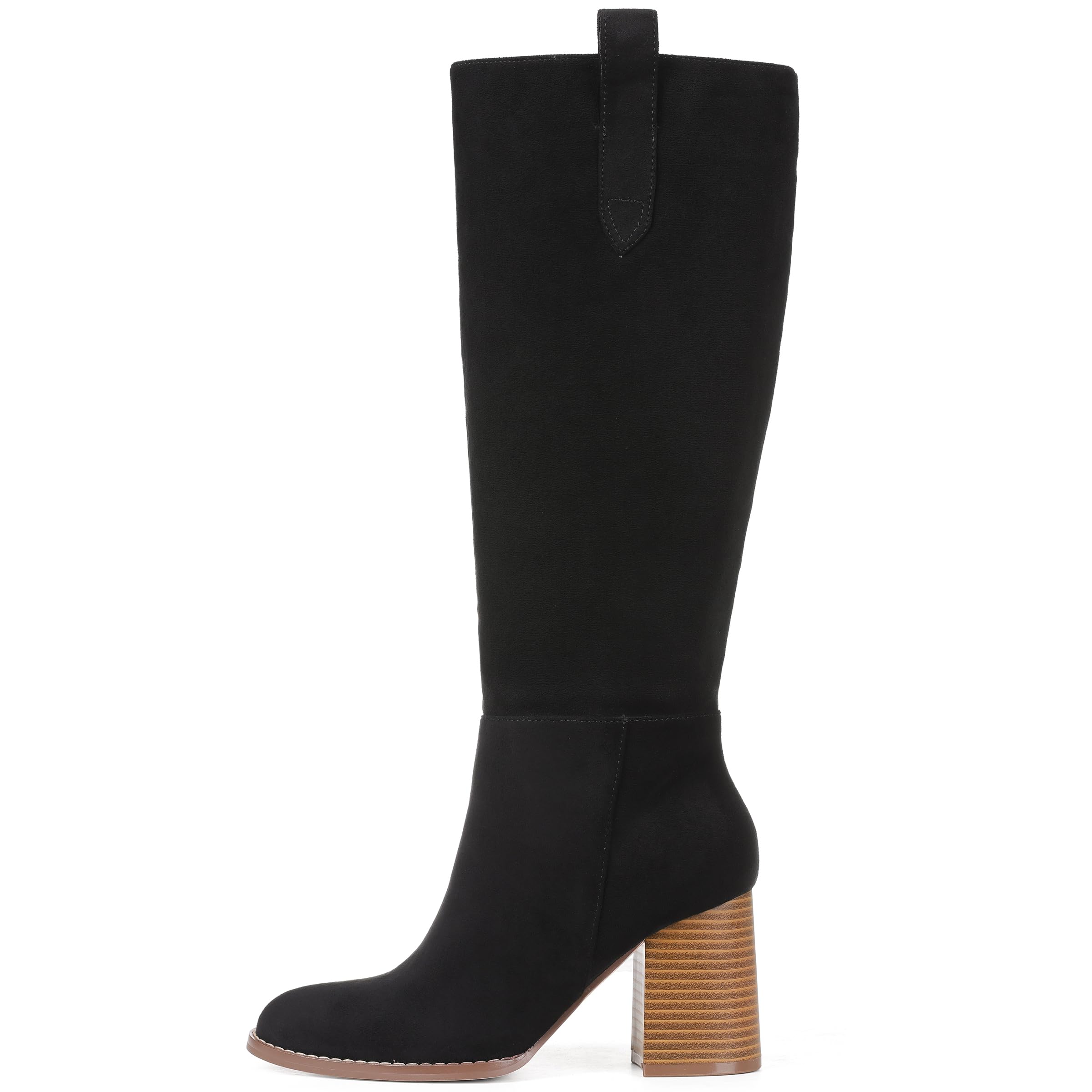 Mattiventon Knee High Boots 2025 Fall Chunky Round Toe Womens Comfortable Trendy Suede Long Dress Boots