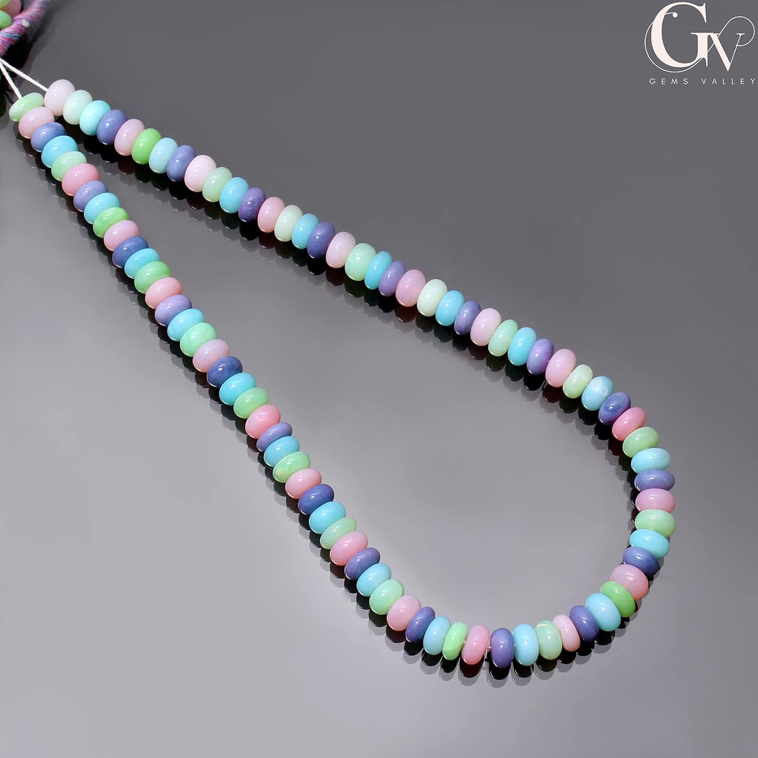 Multi Candy Opal Loose Beads,8-9.5 mm Smooth Opal Rondelle, Opal Beaded 16 Inch by Gems Valley (AMB-5245)