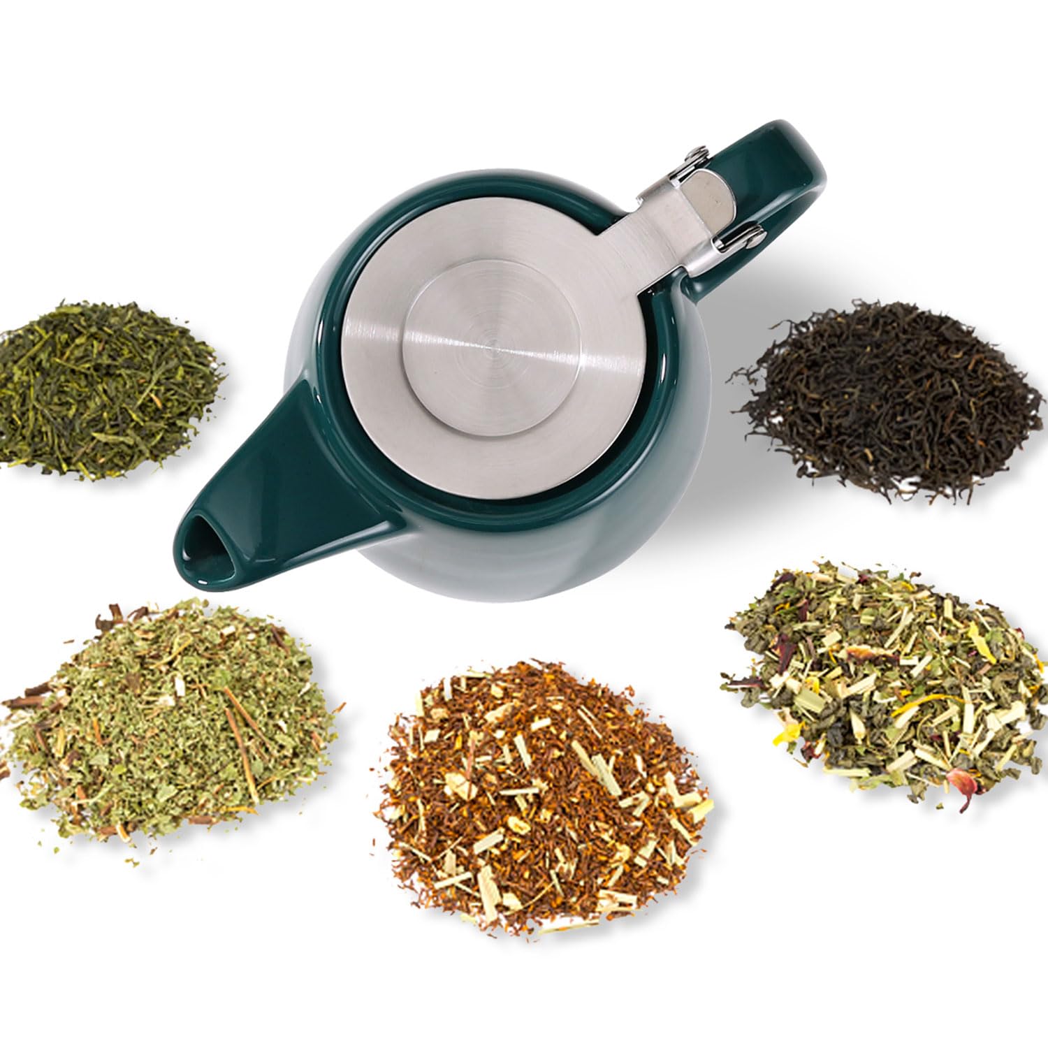 Tetera de cerámica con infusor de acero inoxidable para té suelto y té floreciente, tetera de cerámica resistente al calor y tetera de té, perfecta tetera verde, 500 ml