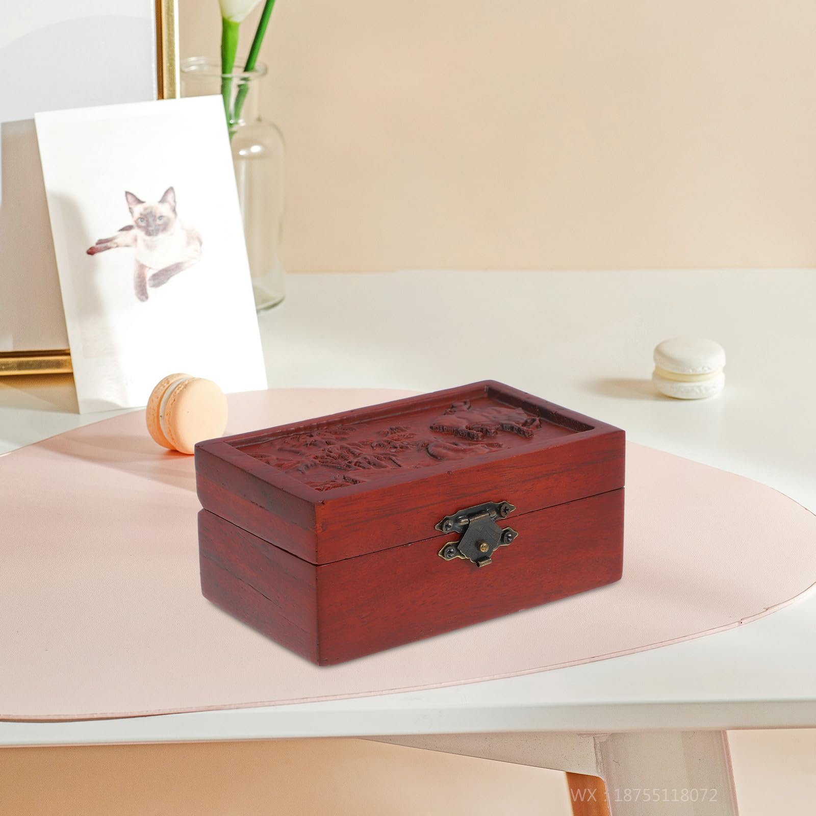 ERINGOGO Coffrets à Bijoux en Bois de Palissandre Style Rétro Délicat, Boîte de Rangement pour Boucles D'oreilles et Colliers, pour Décoration ou Anniversaire