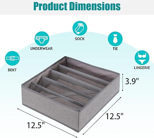 Miniatura 2 de Cajón debajo del gabinete, organizador de ropa de 5 celdas, cubos de almacenamiento plegables para ropa interior, cajones organizadores, cajas de