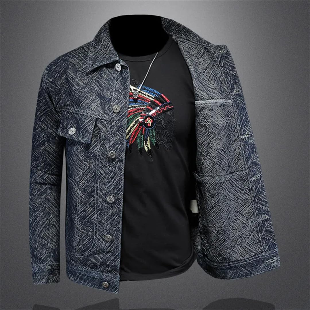 Męska wiosenna uniwersalna biznesowa kurtka dżinsowa retro streetwear płaszcze motocyklowe