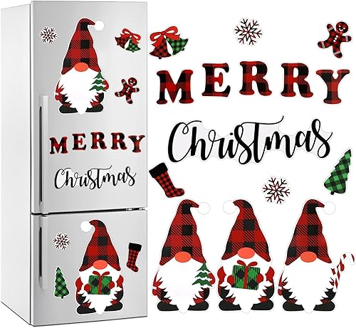 Imanes navideños para refrigerador, gnomos navideños para nevera, divertidos imanes de Feliz Navidad, decoraciones de gnomos Tomte, copos de nieve,